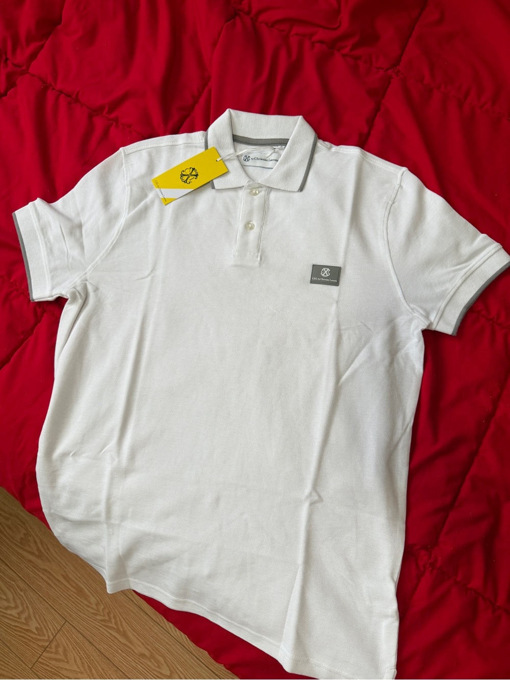 Christian Lacroix White Polo Shirt with Gray Trim